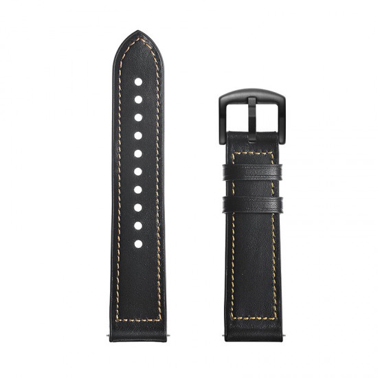 One Side Cowhide One Side Silica gel Watch Band for HuWatch GT / Honor Magic