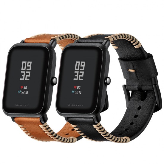 Replacement 20mm Leather Watch Band for Xiaomi Amazfit Pace Youth Smart Watch Non-original