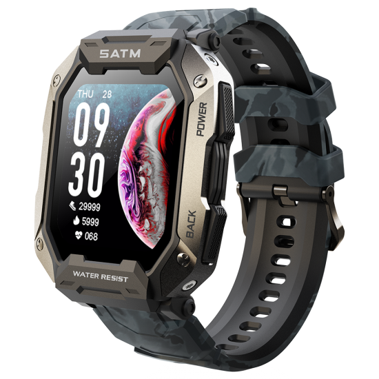 C20 1.71 inch Corning Gorilla Glass Screen Heart Rate Blood Pressure Oxygen Monitor 24 Sports Modes 50 Days Long Standby 5ATM Waterproof Outdoor Smart Watch