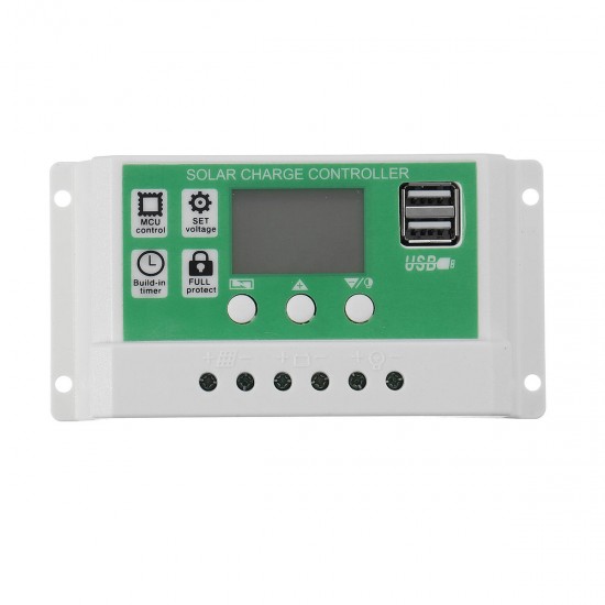 10A/20A/30A 12V/24V Auto Solar Charge Controller Dual USB Solar Panel Regulator