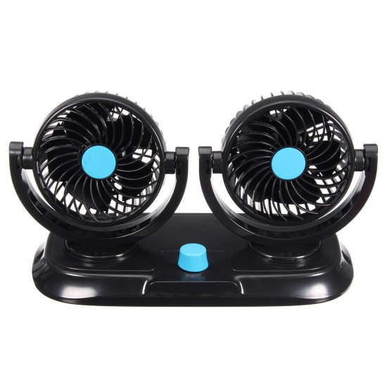 12V Adjustable Double 360 Degrees Mini Oscillating Fan Rotation Cooling Fan Air Conditioner