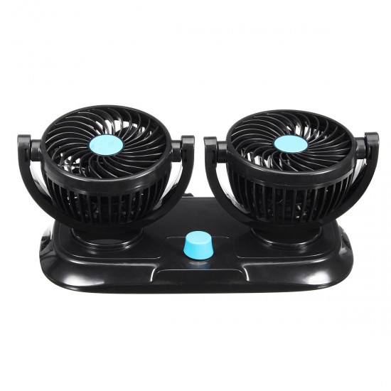 12V Adjustable Double 360 Degrees Mini Oscillating Fan Rotation Cooling Fan Air Conditioner