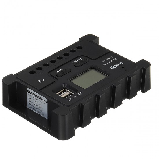 12V/24V Display PWM Solar Controller 10-30A Solar Charge Controller Dual USB IP30 Waterproof