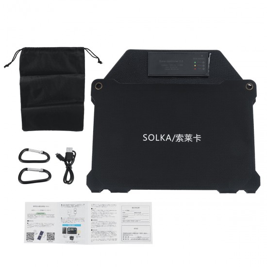 20W Portable Solar Panel Kit USB Charger Kit Waterproof Monocrystalline Silicon Solar Power Bank
