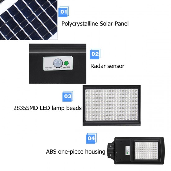 23*47CM Waterproof 80 LED Solar Street Light 120 Degree With Remote Control