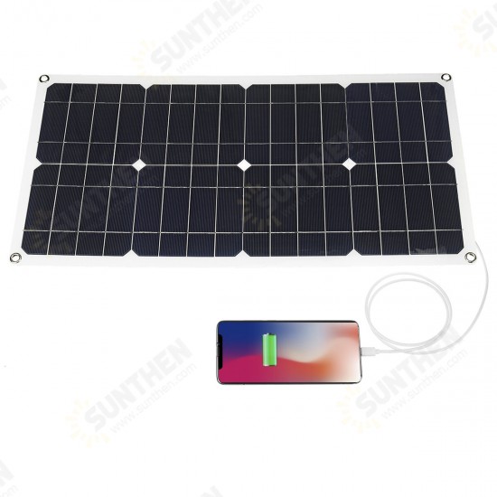 25W 18V Mono Solar Panel Dual USB 12V/5V DC Monocrystalline Flexible Solar Charger For Car RV Boat Battery Charger Waterproof