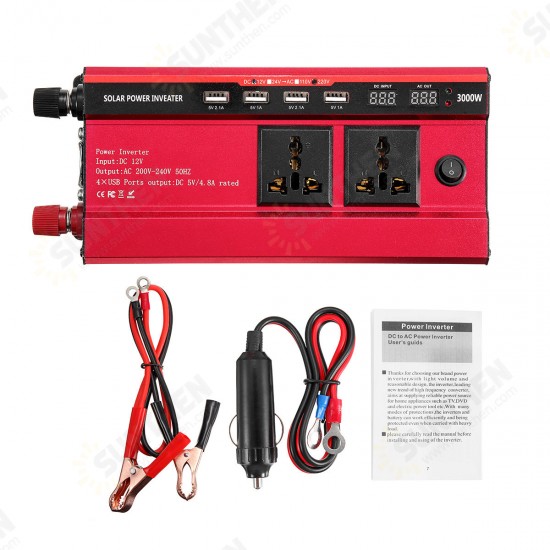 3000W Peak Solar Power Inverter DC 12V/24V To AC 110V/220V Modified Sine Wave Converter