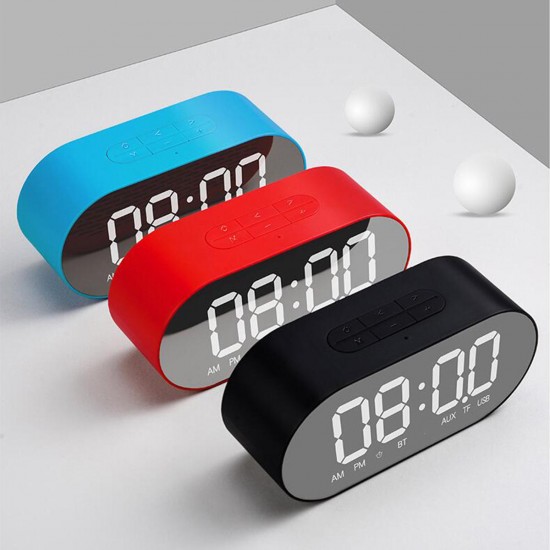 3W 4 Ohm Alarm Clock Radio Wireless bluetooth Speaker Aux TF USB Music Mirror LCD Display