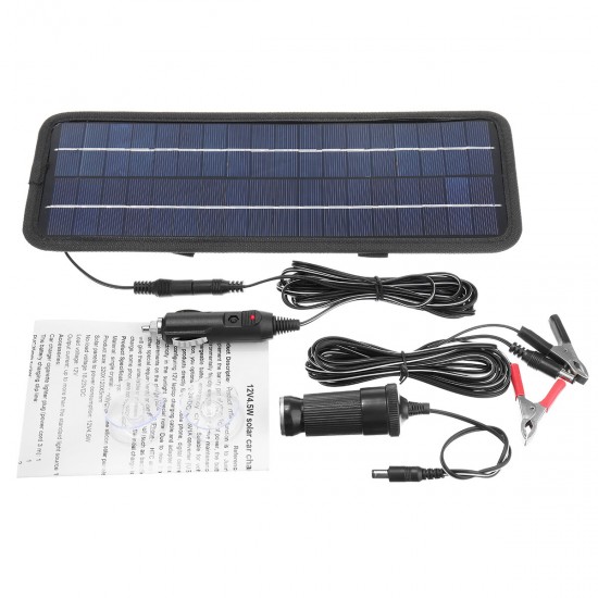 4.5W 12V Solar Panel Trickle Battery Charger System Single Crystal Silicon Waterproof for Boat Auto