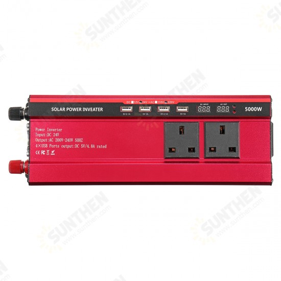 5000W Peak Solar Power Inverter DC 12V/24V To AC 110V/220V Modified Sine Wave Converter