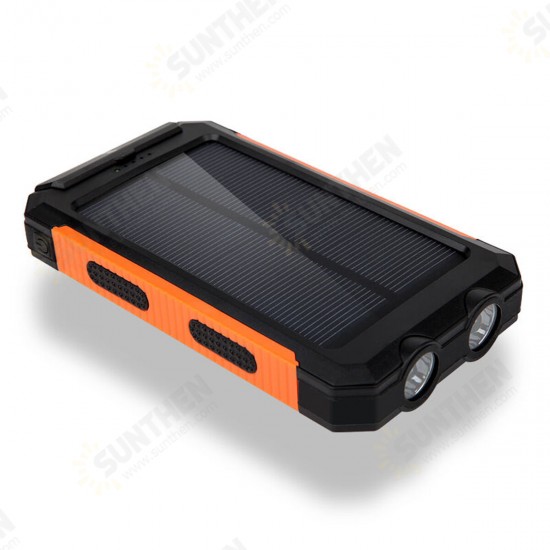 8000MAH Waterproof Solar Power Bank Solar Charger Built In Compass Dual USB Portable 2 LEDs Light