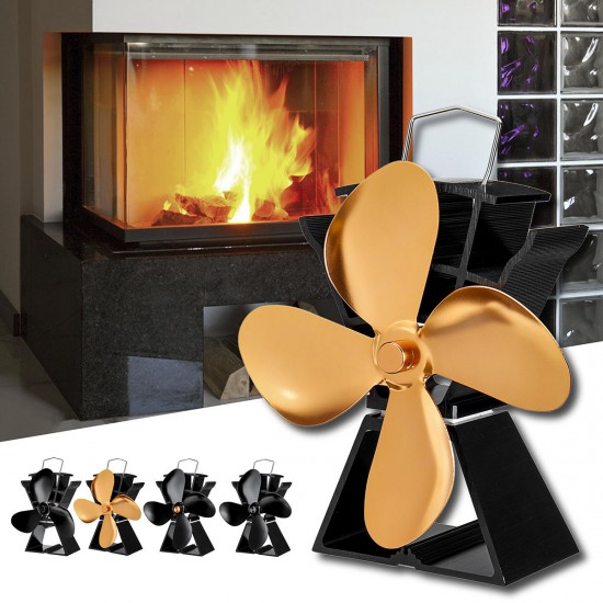 8.8 Inch Quiet 3/4 Blade EQ3-BK Stove Fan Fireplace Fire Heat Powered Saving Ecofan