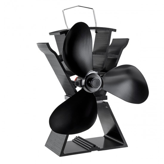 8.8 Inch Quiet 3/4 Blade EQ3-BK Stove Fan Fireplace Fire Heat Powered Saving Ecofan