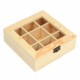 9 Compartments Wooden Tea Bag Jewelry Organizer Chest Storage Box Glass Top Log