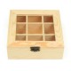 9 Compartments Wooden Tea Bag Jewelry Organizer Chest Storage Box Glass Top Log