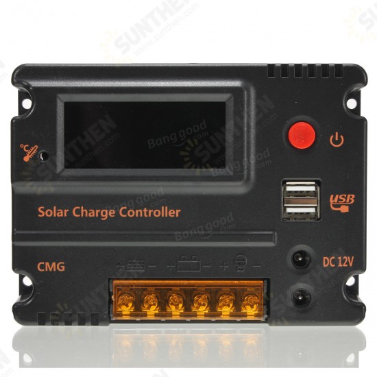 CMG-2420 20A 12V-24V LCD Display PWM Solar Panel Regulator Charge Controller with USB Port