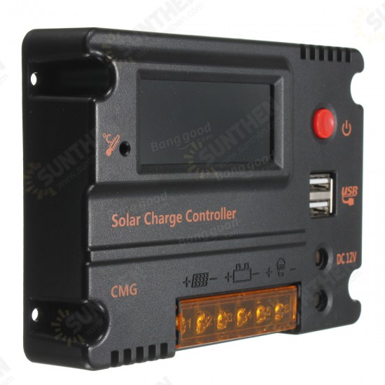 CMG-2420 20A 12V-24V LCD Display PWM Solar Panel Regulator Charge Controller with USB Port