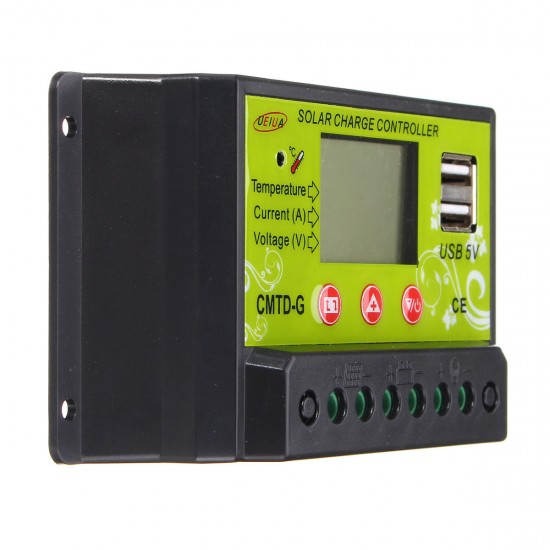 CMTD-G 10A 12V/24V LCD PWM Solar Charge Controller Dual USB Solar Panel Battery Regulator