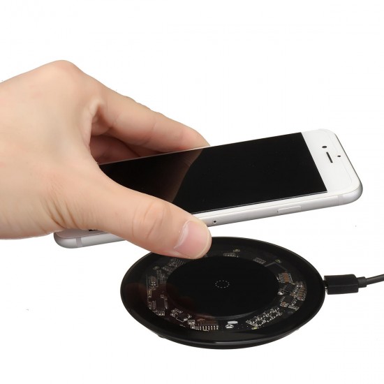 DC 5V 10W QI Fast Wireless Charger Acrylic Transparent Pad For iPhone Xs Max X Samsung S9+