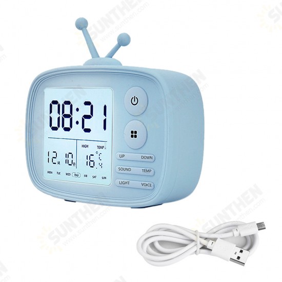 DC 5V Digital Alarm Clock Temperature Display Cartoon Bedside Student Backlight