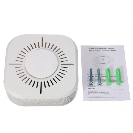 DC 9V 360° Wireless Smoke Detector Fire Alarm Sensor Home Security System Cordless