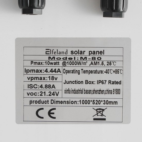 M-75 75W 18V Monocrystalline Silicon Solar Panel Battery Charger For Boat Caravan Motorhome