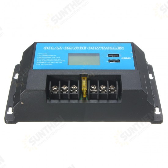 LCD 20A 12/24V Solar Charge Controller Regulator with USB Port