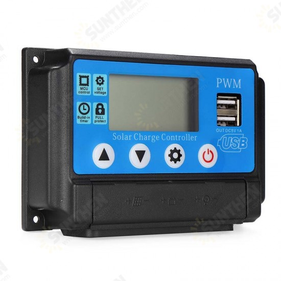 60A 12/24V Auto Adapt LCD Solar Charge Controller Battery Regulator Adjustable Parameter Dual USB Output