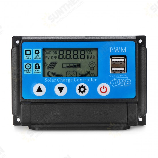 60A 12/24V Auto Adapt LCD Solar Charge Controller Battery Regulator Adjustable Parameter Dual USB Output