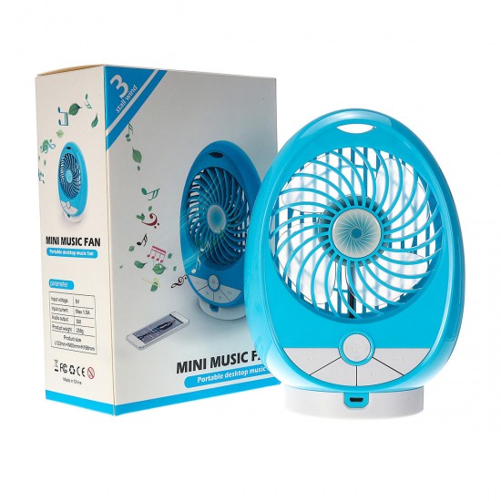 Wireless Music Fan bluetooth/TF Card Audio Player Party Study Working Camping Mini Cooling Desktop Fan