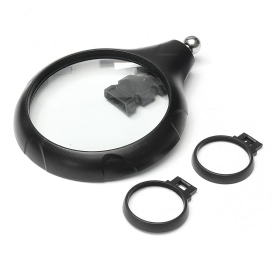 5 LED Light Magnifier Magnifying Glass Helping Hand Soldering Stand with 3 Lens