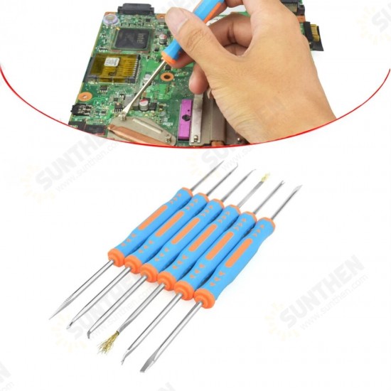 Toolour 6Pcs Solder Assist Precision Electronic Components Welding Grinding Cleaning Repair Tool Kit Assembly Work Hand Tool