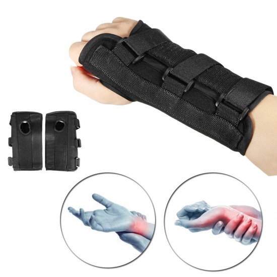 1Pair Right Left Hands Breathable Night Wrist Brace Sleep Support Carpal Tunnel Comfort Composite Fabric Wrist Splint Arthritis Sprain Gym 3 Straps Adjustable Metal Strip