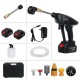 100-240V 12V/25V Cordless Pressure Cleaner Car Washer & Water Hose Nozzle Outdoor+2 Battery