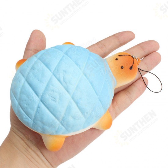 13cm Soft Kawaii Cute little Turtle Phone Bread Bun Squishy Charms With Rope Random Color