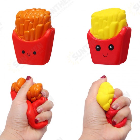 Cute Face Emoji French Fries Squishy 10CM Slow Rising Straps Pendant Soft Squeeze Scented Bread Toy