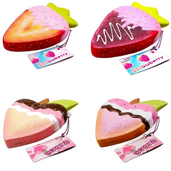 Squishy Strawberry Peach Toast 19cm 7.5Inches Bread Soft Slow Rising Fruit Toy With Original Package