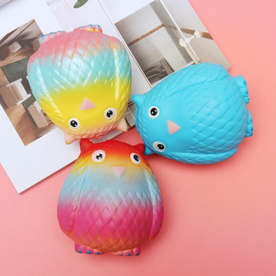 Jumbo Squishy Rainbow Owl 12cm Soft Slow Rising Toy With Original Packing