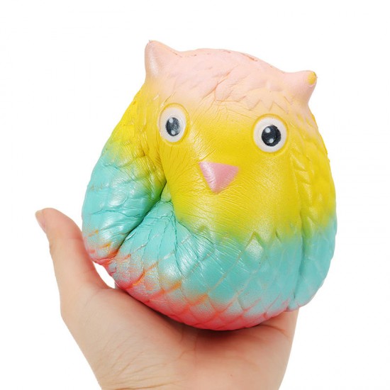 Jumbo Squishy Rainbow Owl 12cm Soft Slow Rising Toy With Original Packing