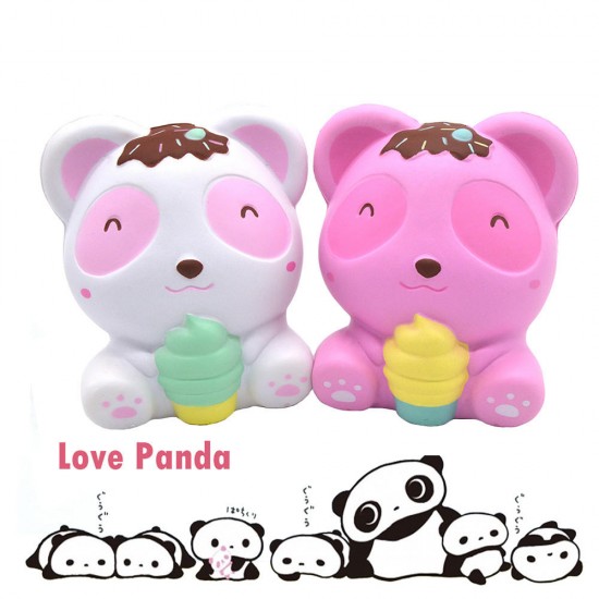 Panda Squishy Bear Ice Cream 11.5cm Licensed Slow Rising With Packaging Collection Gift Soft Toy