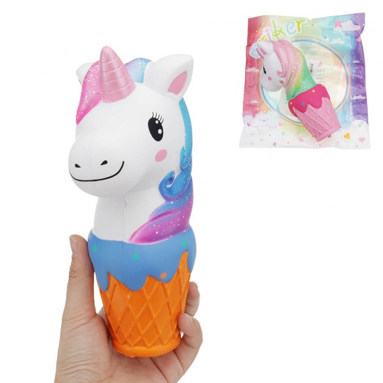 Squishy Jumbo 20cm Galaxy Rainbow Horse Animal Cup Slow Rising Scented Toy Gift With Pcaking