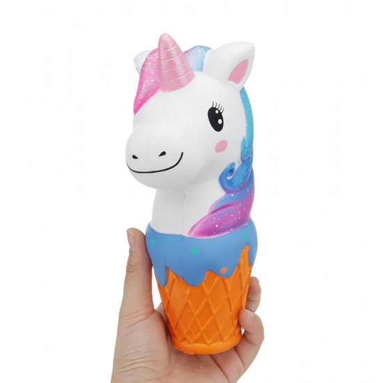 Squishy Jumbo 20cm Galaxy Rainbow Horse Animal Cup Slow Rising Scented Toy Gift With Pcaking