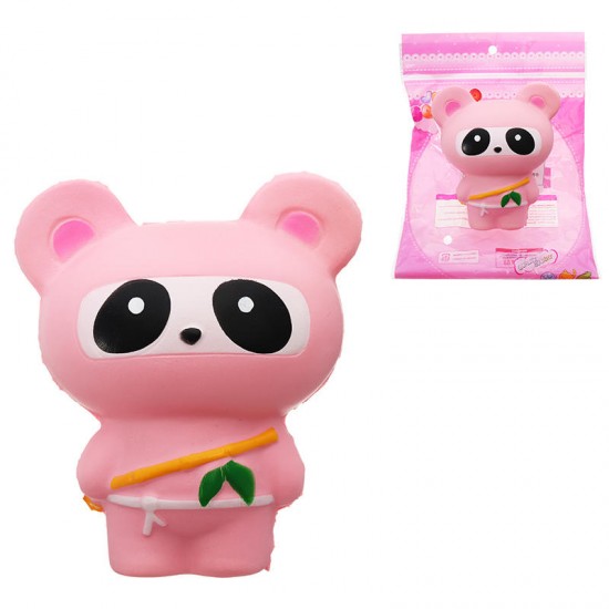 Pink Bear Squishy Panda Ninja Suit Soft Toy 13.5cm Slow Rising Bag With Packaging Gift