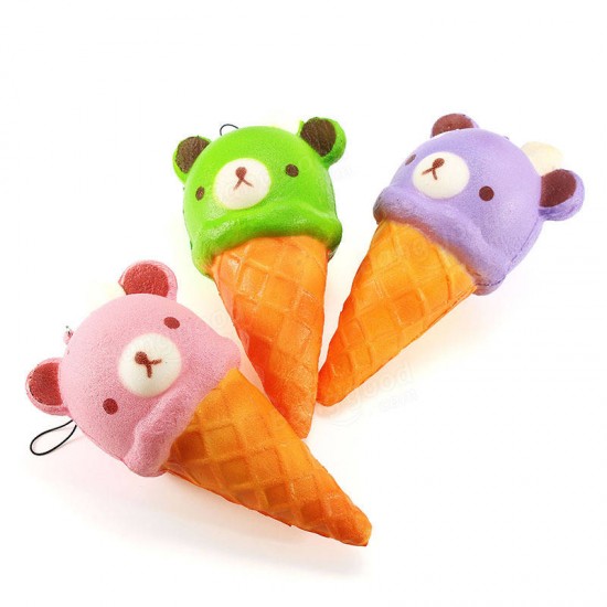 Squishy Ice Cream Bear Soft Slow Rising Collection Gift Decor Squish Squeeze Toy