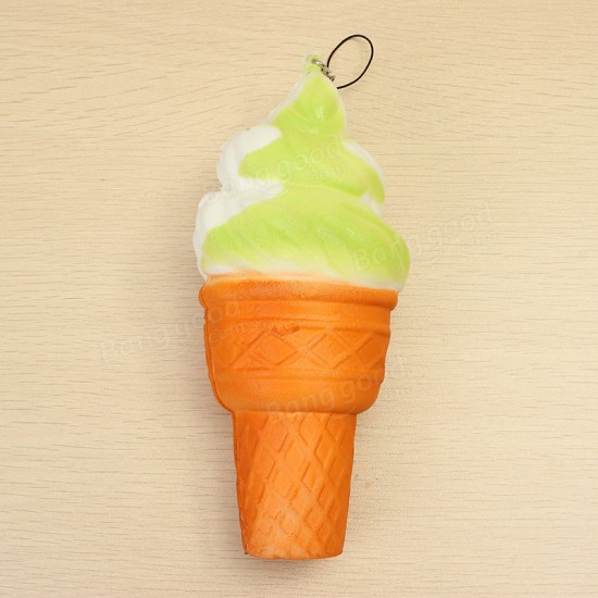 Squishy Jumbo Ice Cream Cone 17cm Slow Rising Soft Collection Decor Gift Phone Bag Strap