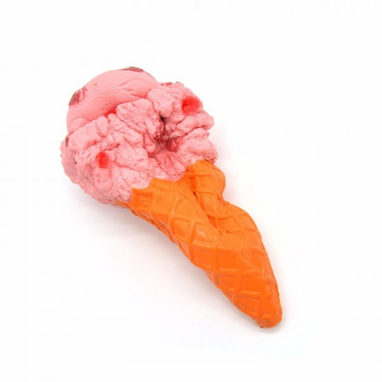 Squishy Jumbo Ice Cream Cone 19cm Slow Rising White Pink Toy Collection Gift Decor