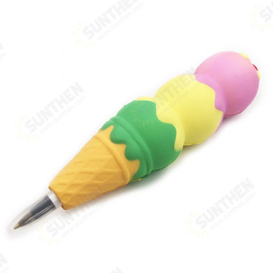 Squishy Pen Cap Ice Cream Cone Animal Slow Rising Jumbo With Pen Stress Relief Toys Student Office Gift