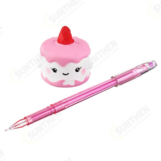 Squishy Pen Cap Panda Dinosaur Unicorn Cake Animal Slow Rising Jumbo With Pen Stress Relief Toys Student School Supplies Office Gift