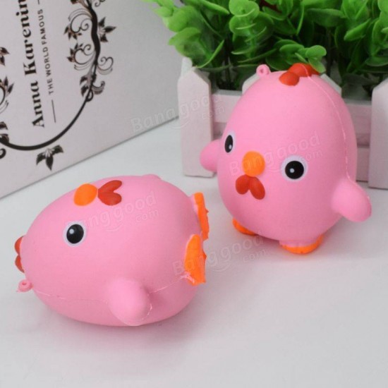 Squishy Pink Chicken Jumbo 10cm Slow Rising Collection Gift Decor Soft Toy Phone Bag Strap