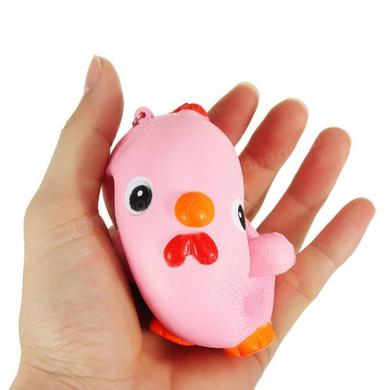 Squishy Pink Chicken Jumbo 10cm Slow Rising Collection Gift Decor Soft Toy Phone Bag Strap